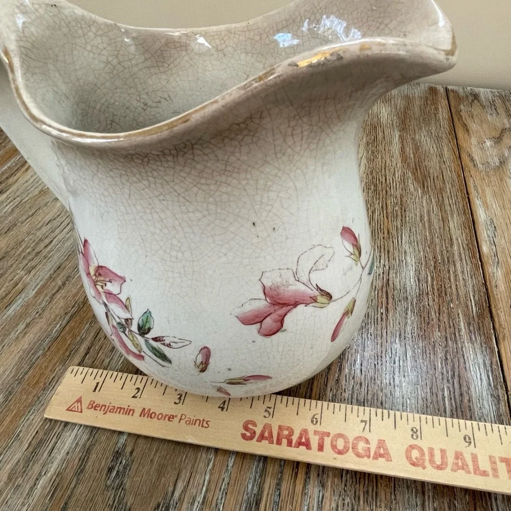 Antique Ironstone Pink China E.T.P. Co. Floral Pattern Pitcher❤️ - Picture 10 of 12